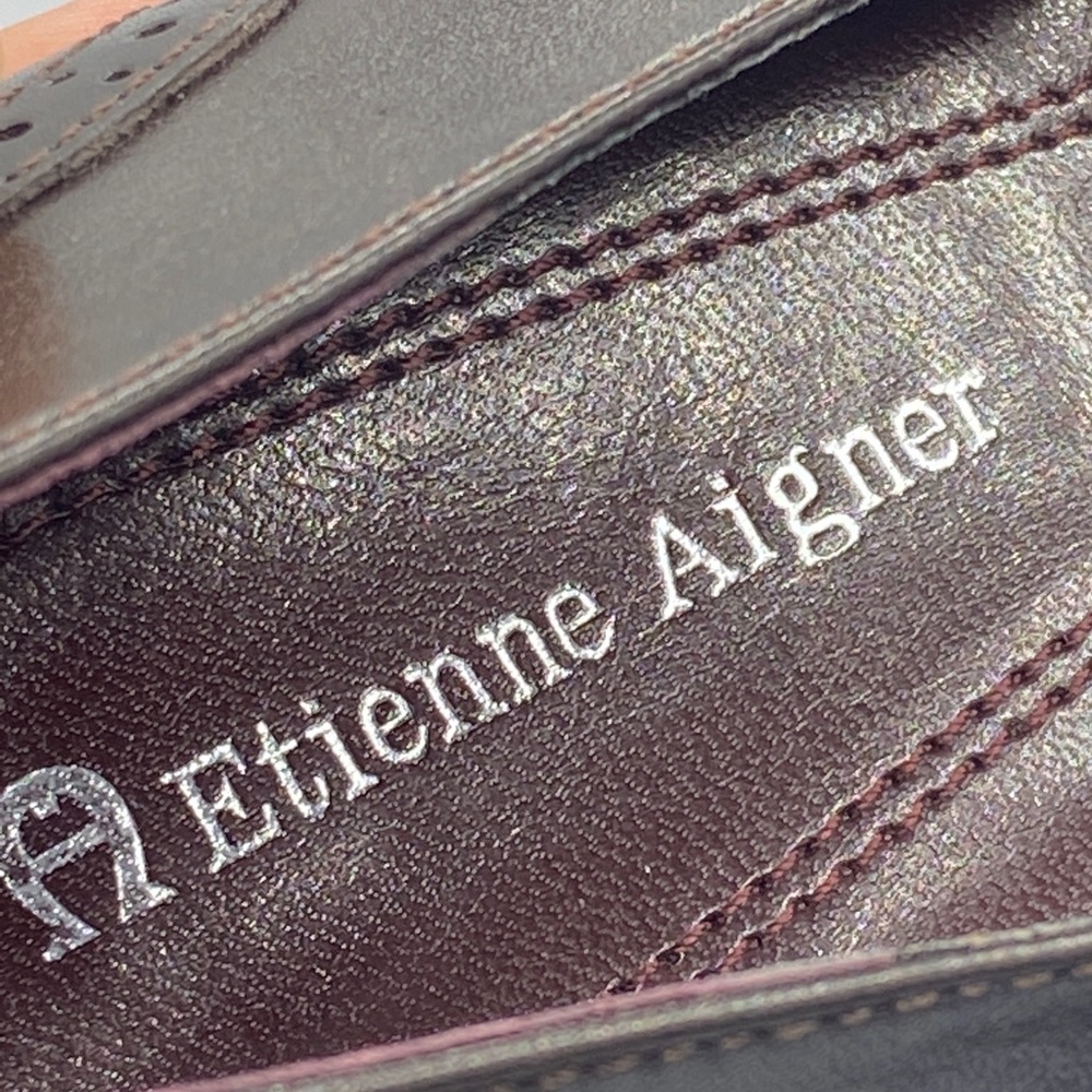 Etienne Aigner Brown Leather Dress Shoes Size 9M Slip-On Heels E-Greeley Brazil - Picture 8 of 14